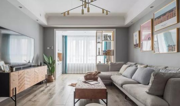 100㎡北欧风格装修效果图，开放式阳台优秀